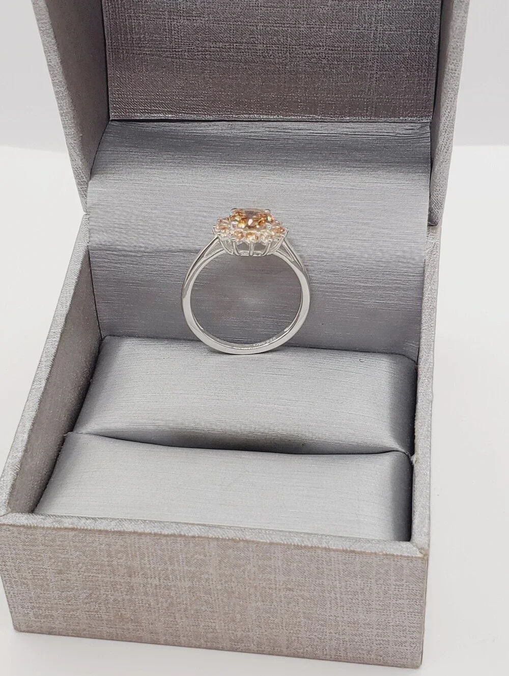 Sparkling Peach Halo Ring — Womens Jewelry